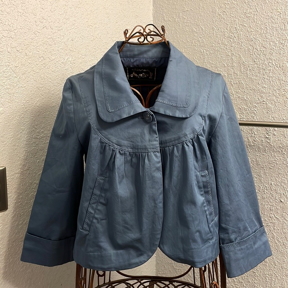 Star Jeans Large size Wome Blue Cropped Button Up Jacket